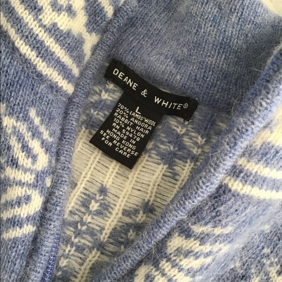 Diane & White Blue/White Lambs Wool/ Rabbit Ski Sweater L - Picture 2 of 7